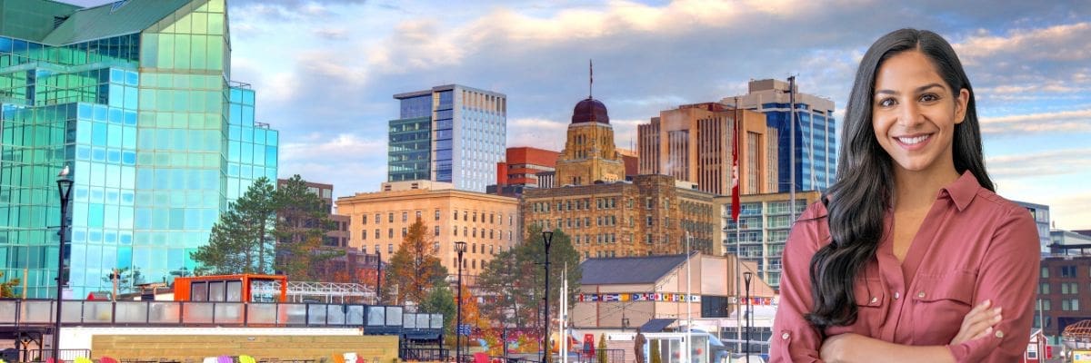 Guide to Nova Scotia Government Contractor Payment Terms - female government contractor with Nova Scotia in background.
