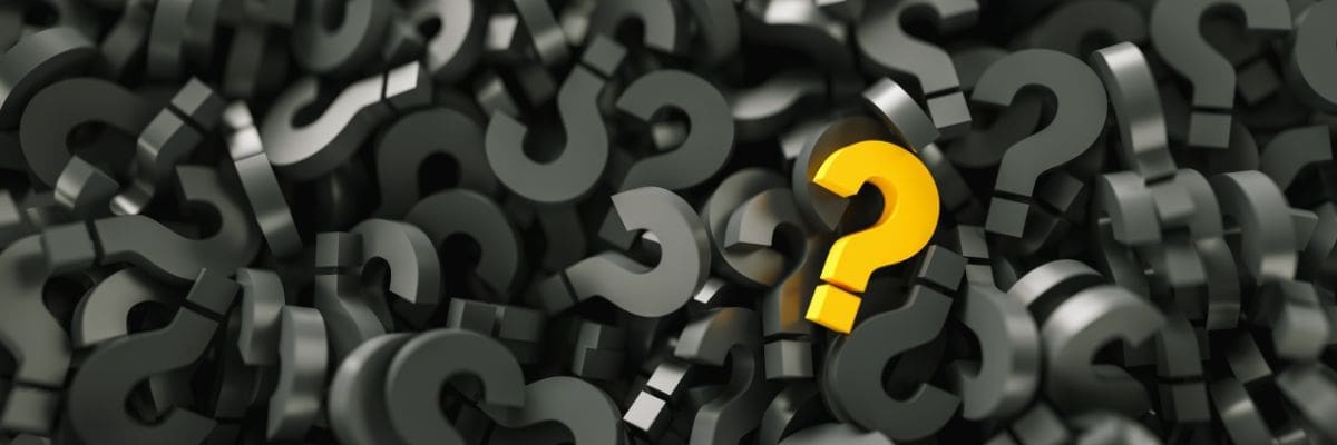 Pile of question marks to denote CEBA Loan FAQ