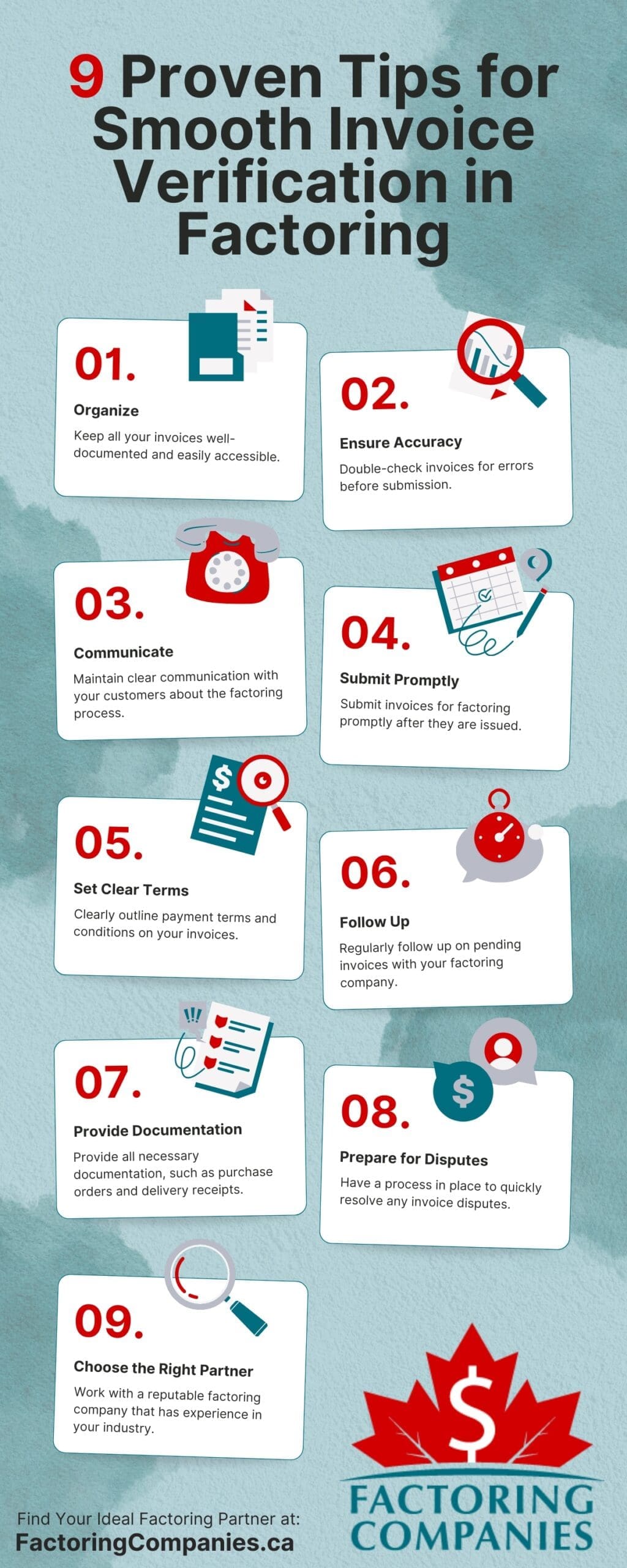 9 Proven Tips for Smooth Invoice Verification in Factoring Infographic