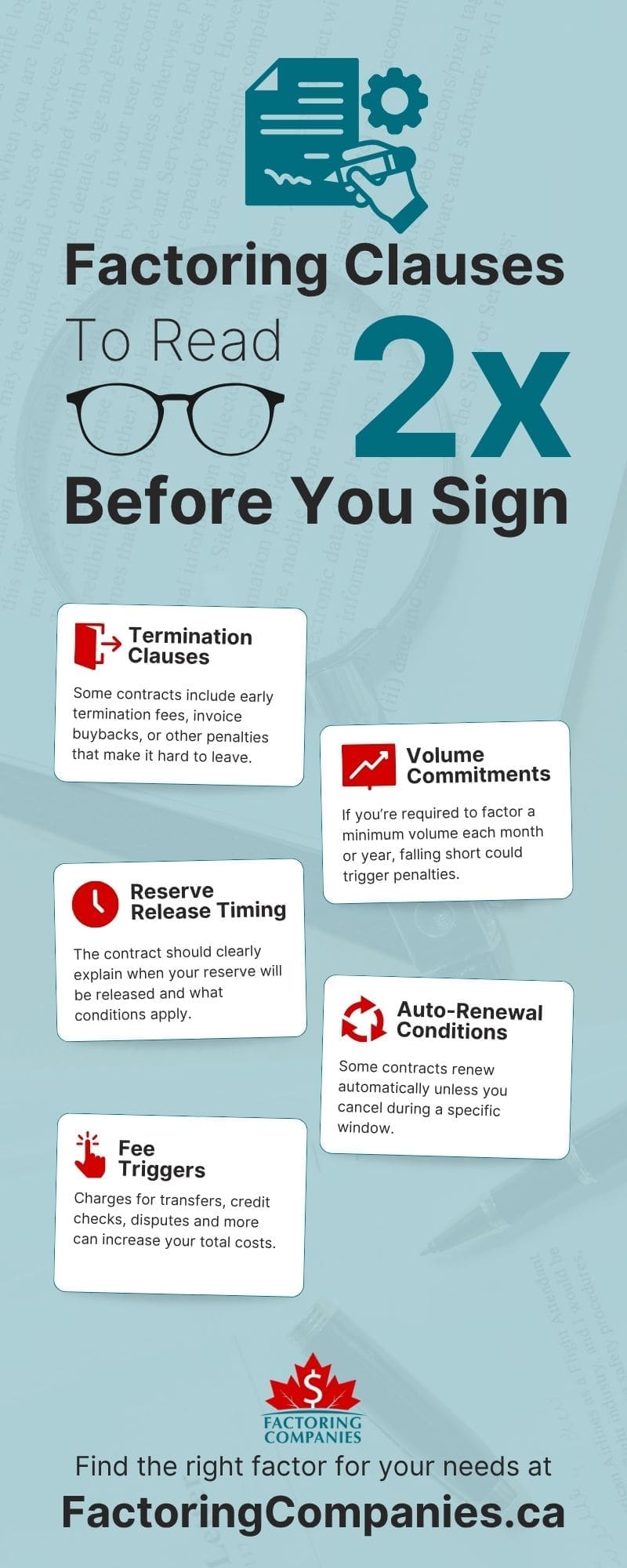 Factoring Clauses to Read Before You Sign