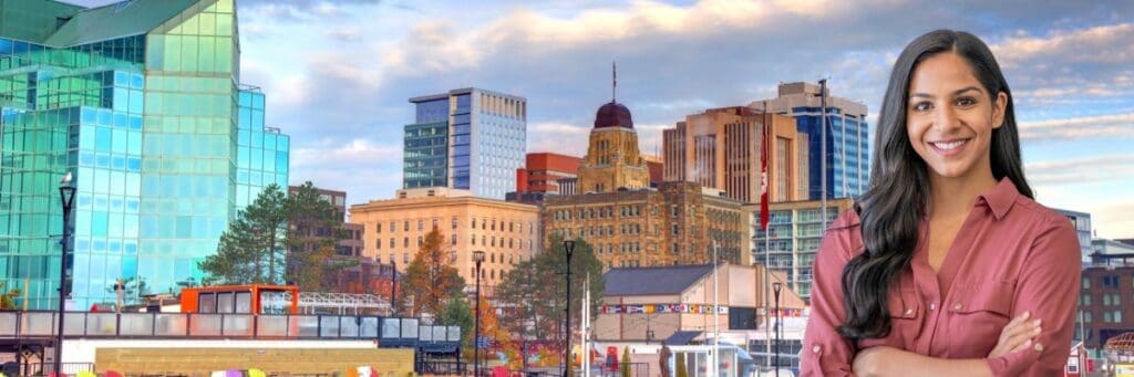 Guide to Nova Scotia Government Contractor Payment Terms - female government contractor with Nova Scotia in background.