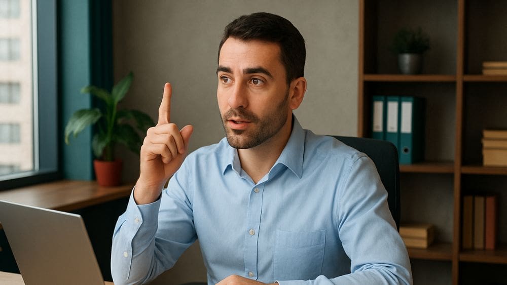 How to Use Factoring as a Bridge Financing Tool for Expansion - Man pointing finger up.